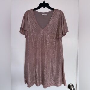 ✨ Caramela Ruffle Sleeve Mini Dress - Size S Pink Champagne 💖